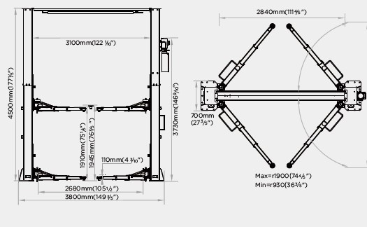 2 koloms hefbrug “New York” - 6 ton